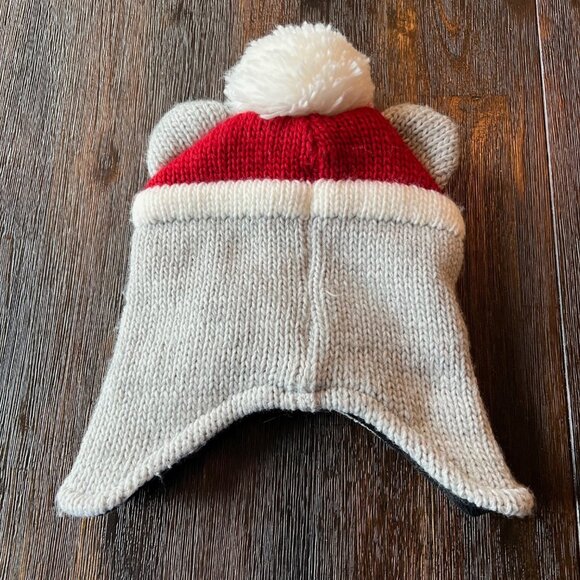The Children’s Place Bear With Red Hat & White Pom Pom Winter Hat Large L 4T 5T - Picture 2 of 5